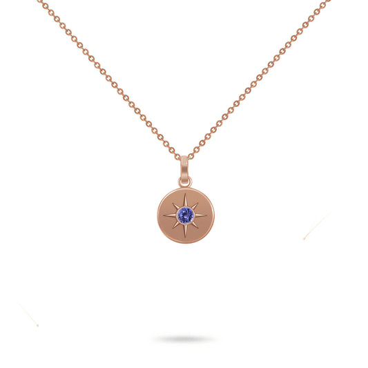 Birthstone Necklace                             December Tanzanite Solid 18K Gold