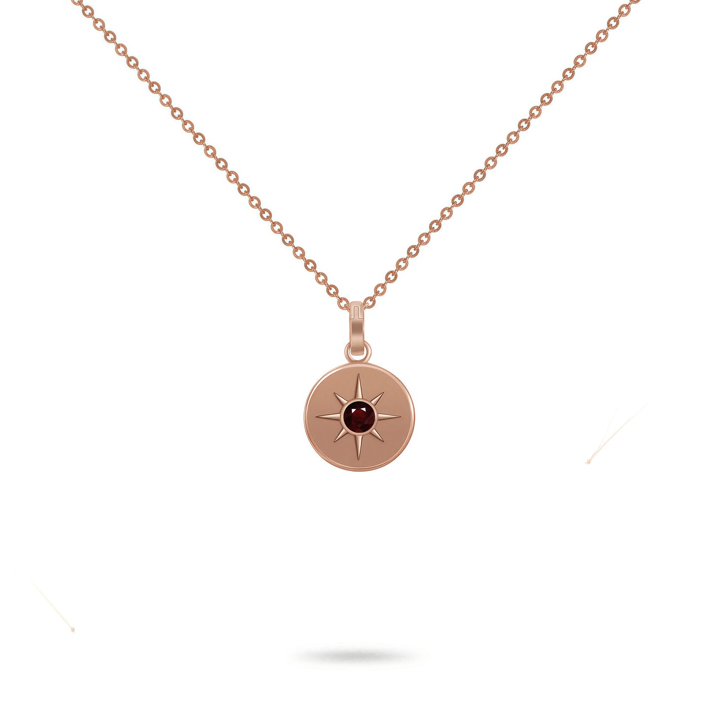 Birthstone Necklace                    January Garnet Solid 18K Gold