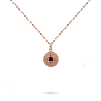 Birthstone Necklace                    January Garnet Solid 18K Gold