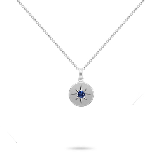 Birthstone Necklace                         September Sapphire Solid 18K Gold