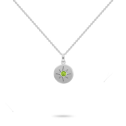 Birthstone Necklace                        August Peridot Solid 18K Gold