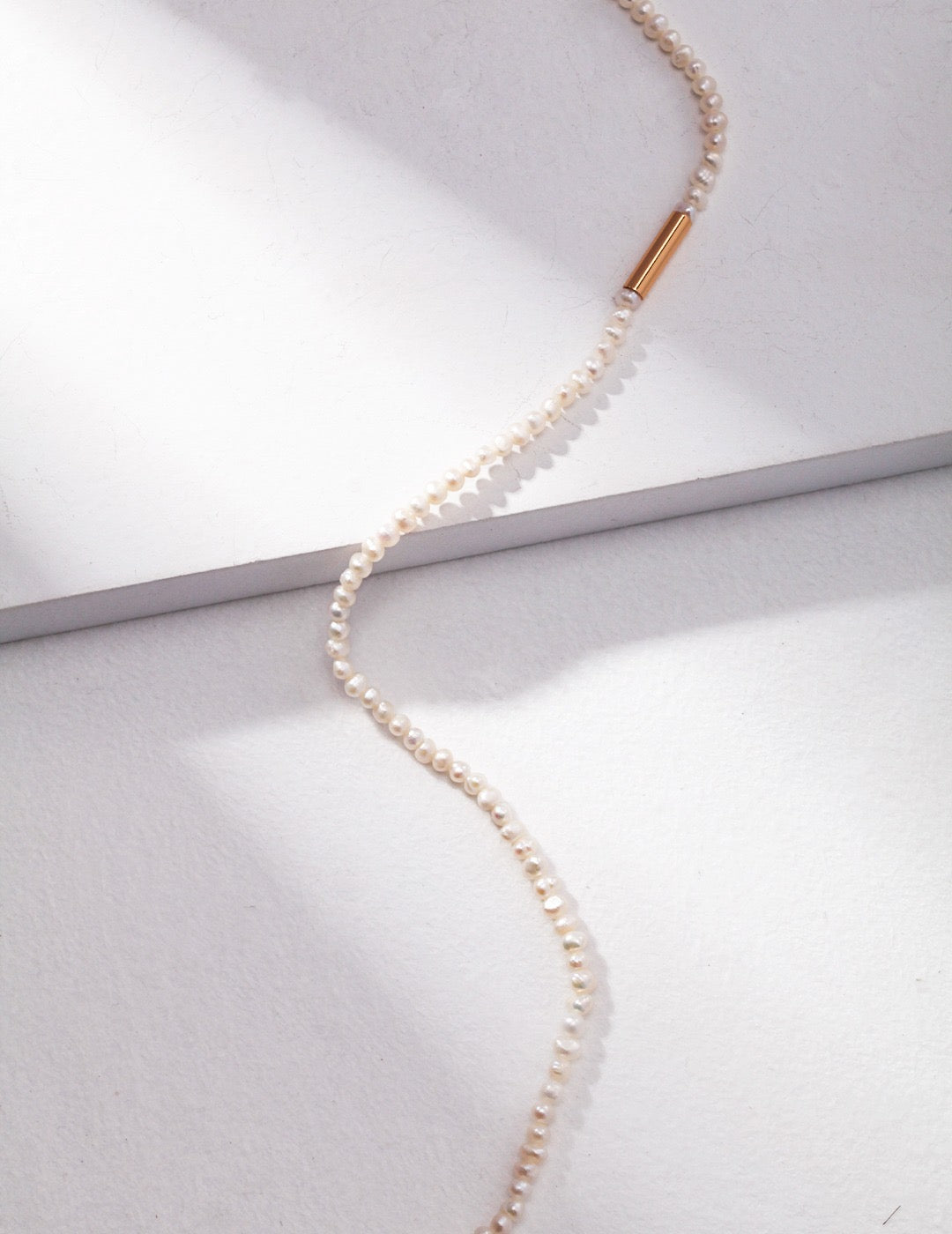 Freshwater Pearls 18K Gold Tube Necklace