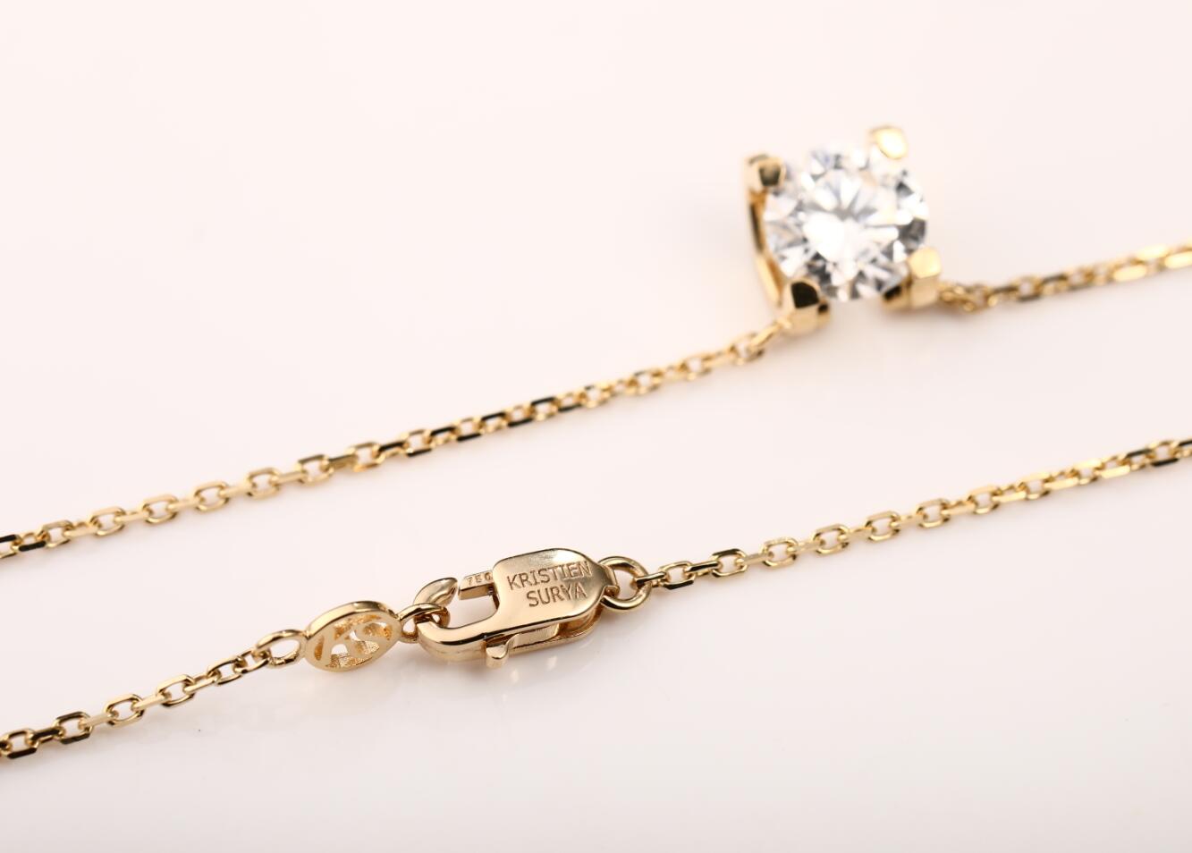 Zahara Brilliant-Cut Diamond Solid 18K Gold Necklace