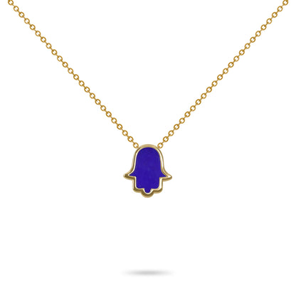 Hamsa Hand Amulet Necklace Lapis Lazuli